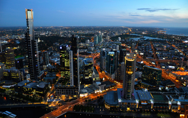 Обои картинки фото australia, melbourne, города, панорамы, город, мельбурн, австралия, панорама