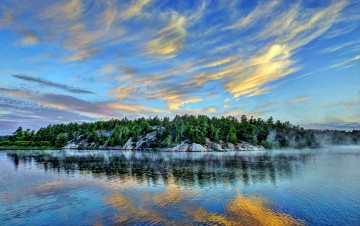 Картинка природа реки озера отражение облака лес камни берег озеро