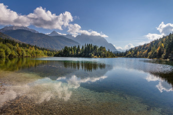 Картинка природа реки озера озеро облака отражение горы