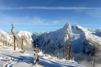 Картинка природа горы облака снег небо зима