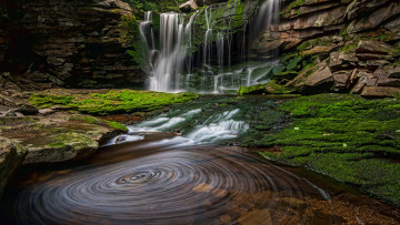Картинка природа водопады ручей скала