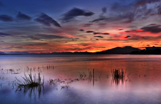 Обои картинки фото природа, восходы, закаты, озеро, вечер, закат
