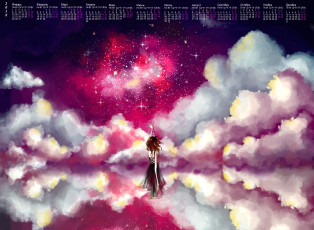 Картинка календари аниме звезда облака водоем девушка