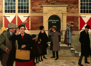 Картинка рисованное живопись жанровая безработица во время великой депрессии йохан браакенсик картина