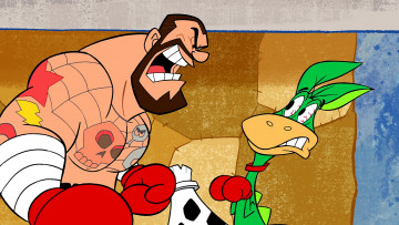 Картинка мультфильмы the+flintstones кенгуру мужчина бокс тату эмоции перчатки