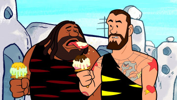 Картинка мультфильмы the+flintstones мужчина двое тату змея мороженое