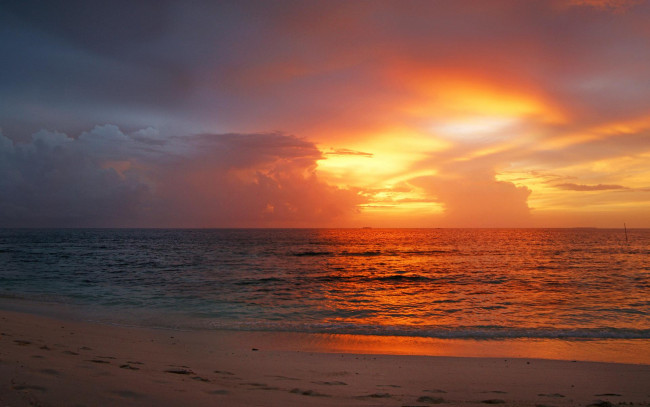 Обои картинки фото природа, восходы, закаты, пляж, закат, море