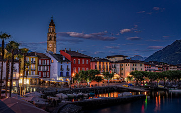 Картинка ascona ticino switzerland города -+огни+ночного+города