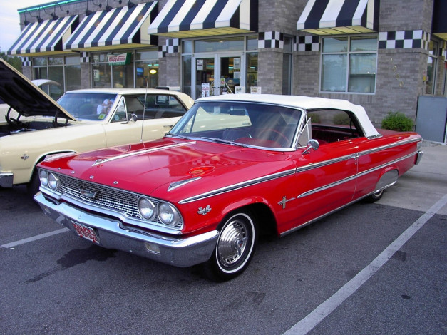 Обои картинки фото 1963, ford, galaxie, 500, convertible, classic, автомобили