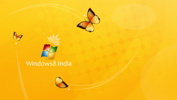 Картинка компьютеры windows 8 жёлтый бабочки