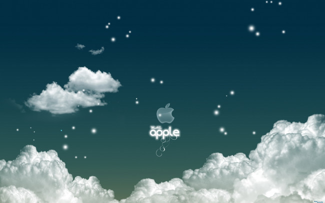 Обои картинки фото компьютеры, apple, логотип, яблоко, облака