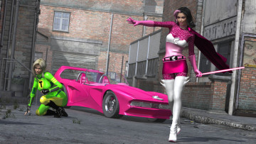 Картинка автомобили 3d+car&girl автомобиль девушки улица взгляд