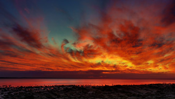 Картинка природа восходы закаты море горизонт закат облака небо камни берег