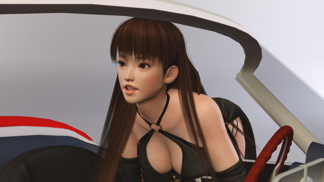 Обои картинки фото 3д графика, аниме , anime, девушка, взгляд, фон, автомобиль