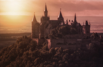Картинка города замки+германии закат замок