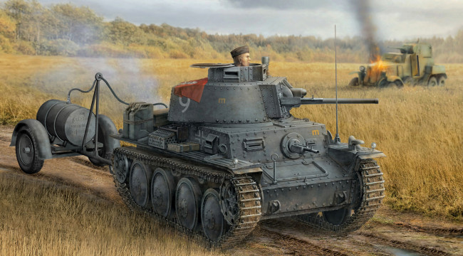 Обои картинки фото рисованное, армия, поле, танк