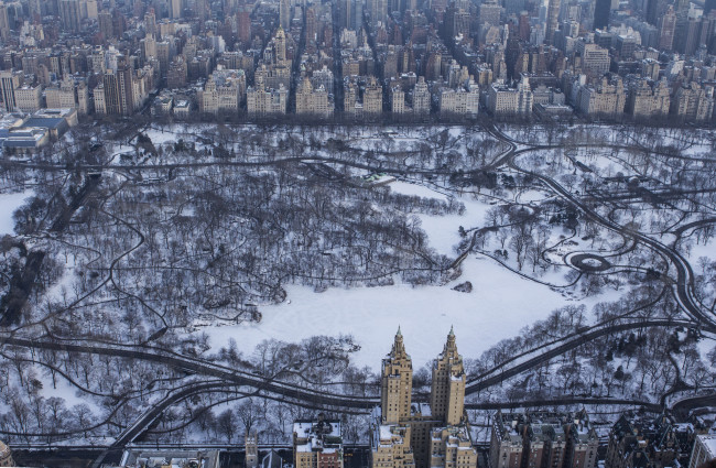 Обои картинки фото города, нью-йорк , сша, здания, зима, город, парк