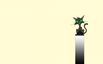 Картинка Черный кот векторная графика сидит полоса черный