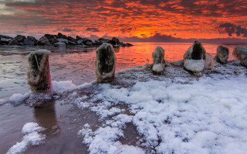 Картинка природа восходы закаты зима закат море