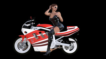 обоя мотоциклы, 3d, мотоцикл, фон, девушка, взгляд