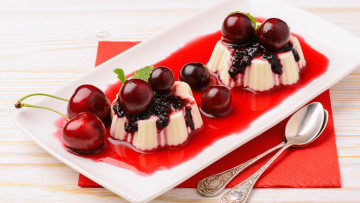 Картинка еда мороженое +десерты желе вишня десерт сироп