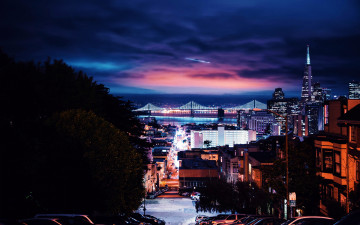 Картинка города сан-франциско+ сша огни вечер панорама