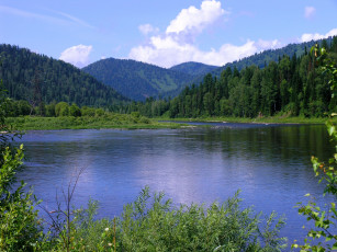 Картинка река+томь природа реки озера горы лес сибирь река томь россия