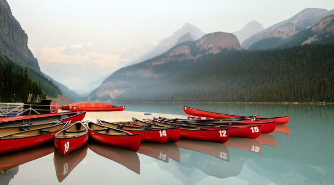 Обои картинки фото корабли, лодки,  шлюпки, горы, причал, озеро