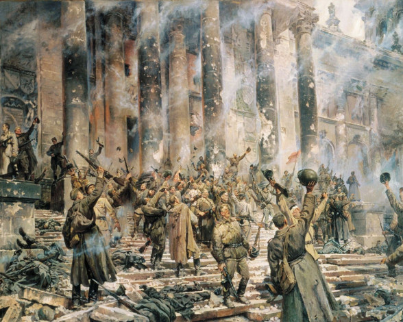 Обои картинки фото петр кривоногов- победа, рисованное, живопись, солдаты, рейхстаг, победа