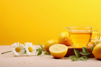 Картинка еда напитки +чай ромашки чай лимоны