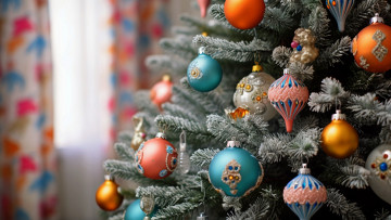 Картинка праздничные ёлки шарики елка игрушки