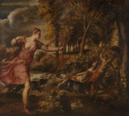 обоя titian, the, death, of, actaeon, рисованные, tiziano, vecellio