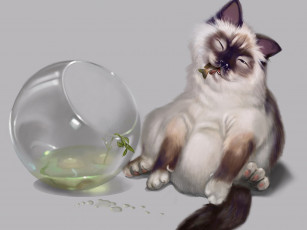 Картинка рисованные животные коты аквариум котёнок
