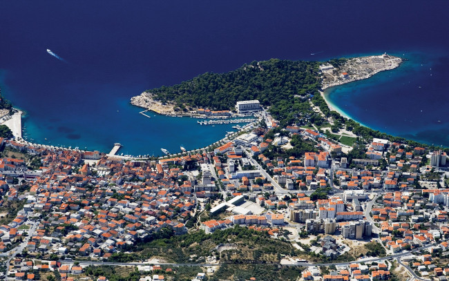 Обои картинки фото croatia, города, панорамы, побережье, море, хорватия, дома