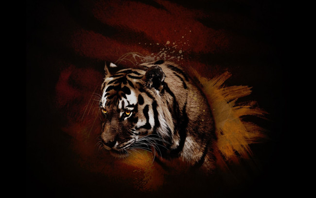 Обои картинки фото рисованные, животные, тигры, тигр, зверь, хищник