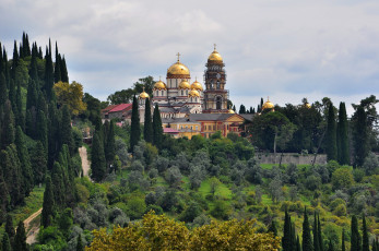 Картинка новоафонский монастырь абхазия города православные церкви монастыри