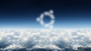 обоя компьютеры, ubuntu, linux, логотип, облака