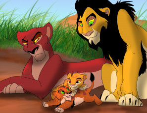 Картинка рисованное животные +львы львы