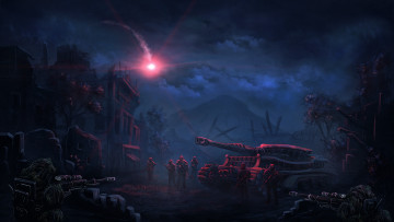 Картинка фэнтези иные+миры +иные+времена иной ночь мир танк снайперы патруль солдаты