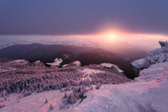 Картинка природа горы зима румыния Чахлэу деревья