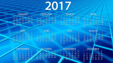 обоя календари, рисованные,  векторная графика, фон, 2017, год, синий, вектор, дата, клетки, календарь, голубой