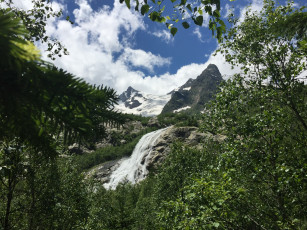 Картинка алибек природа водопады россия домбай горы кавказ водопад