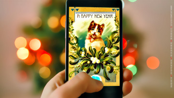 Картинка календари праздники +салюты смартфон боке новогодний