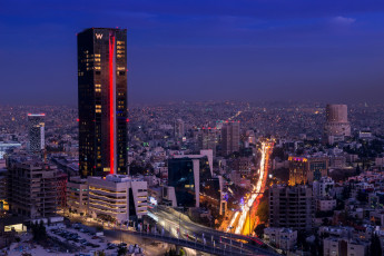 обоя города, - столицы государств, амман, иордания, столица, ночь, огни