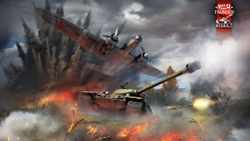 Картинка видео+игры war+thunder война взрыв самолет танк