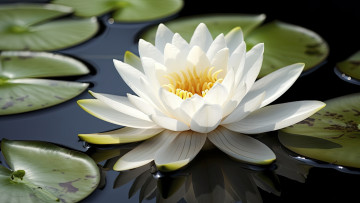Картинка 3д+графика цветы+ flowers цветы озеро пруд белая водяные лилии водоем водяная лилия