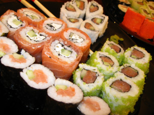 обоя автор, varvarra, еда, рыба, морепродукты, суши, роллы, палочки, японская, кухня
