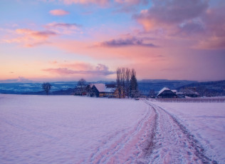 Картинка switzerland природа зима пейзаж деревня дорога снег швейцария