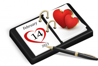Картинка праздничные день св валентина сердечки любовь календарь дата ручка