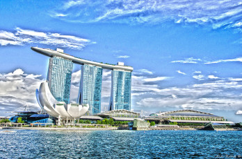 Картинка города сингапур марина бей вода